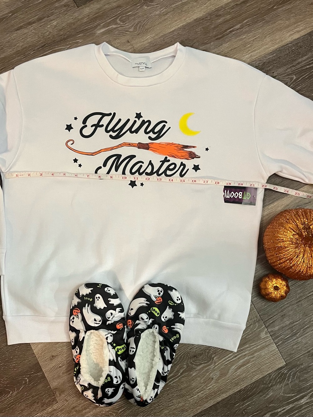 NWT Halloween sweatshirt, Halloween Pumpkin Decor, Slippers